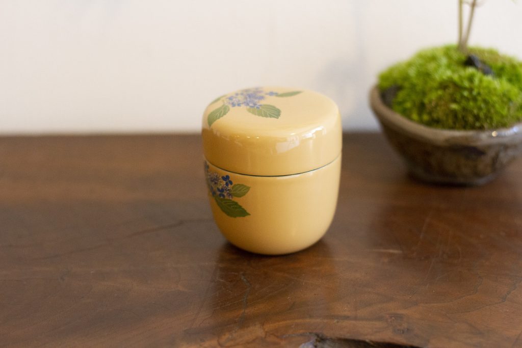 販売》中出松峰作 -白塗紫陽花蒔絵中棗- - 京都 大徳寺近くお